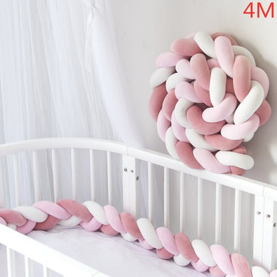 Tour De Lit Tressé pour bébé - 4m rose blanc