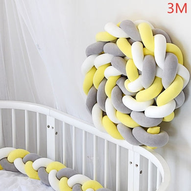 Tour De Lit Tressé pour bébé - 3m blanc gris jaune