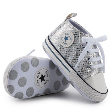 Chaussures style Converse pour nouveau-né - argent