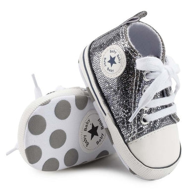 Chaussures style Converse pour nouveau-né - gris glitter