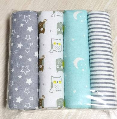 Lots de 4 couvertures en mousseline 100% coton (76cm x 76cm) - blanc vert chat