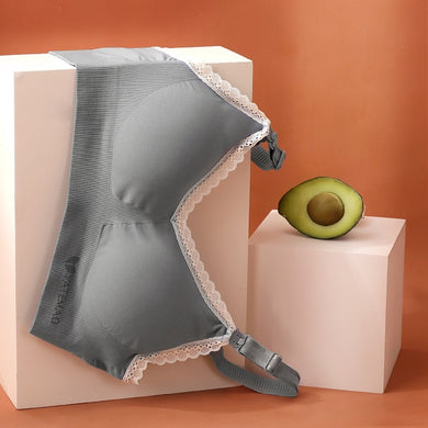 Soutien-gorge d'allaitement liseré dentelle - gris