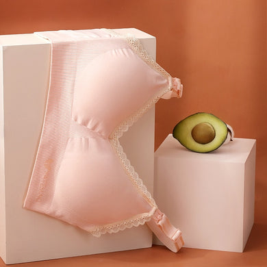 Soutien-gorge d'allaitement liseré dentelle - rose clair