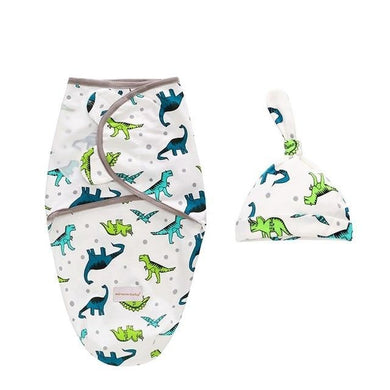 Sac de couchage emmaillotage bébé et son bonnet - dinosaure