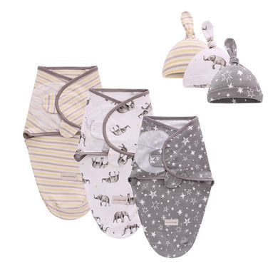 Sac de couchage emmaillotage bébé - 3 ensembles beige blanc gris