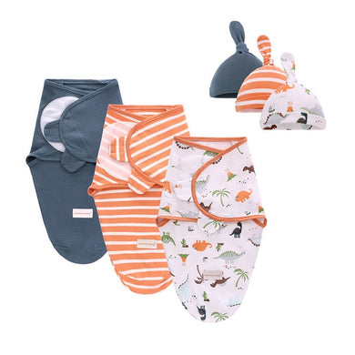 Sac de couchage emmaillotage bébé - 3 ensembles vert orange blanc