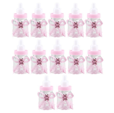 12 bouteilles baby shower - rose